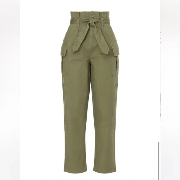 Marissa Webb Collective Pants Size 6 Green Balloon Paper-bag Waist Utility Ankle - Picture 10 of 10